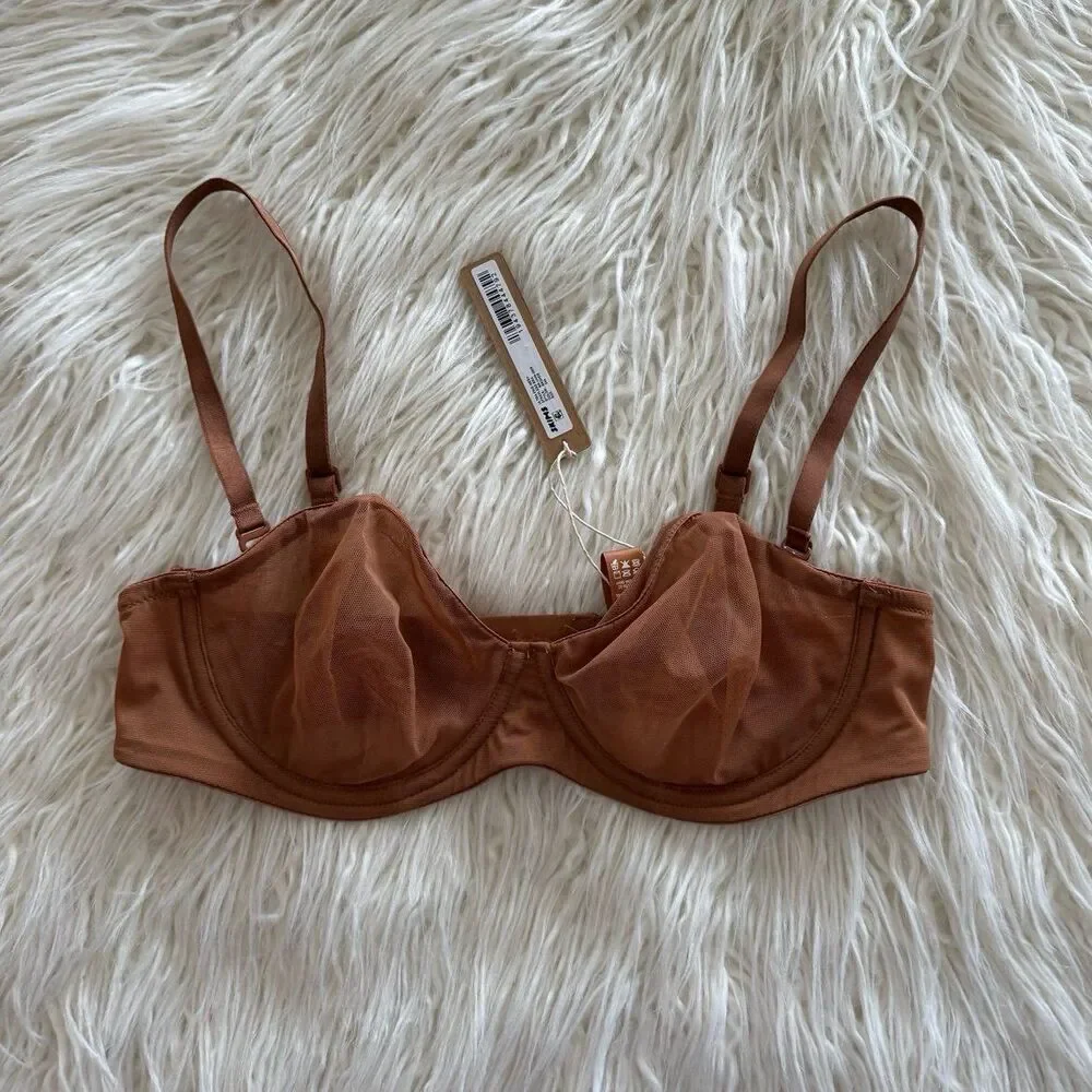 Skims Ultra Fine Mesh Strapless Bra Bronze Size 34A - Picture 1 of 7